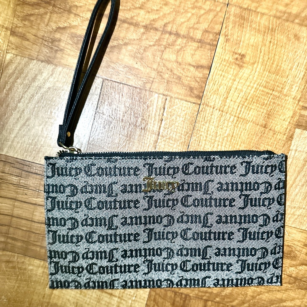 Juicy Couture Grey and Black Wristlet